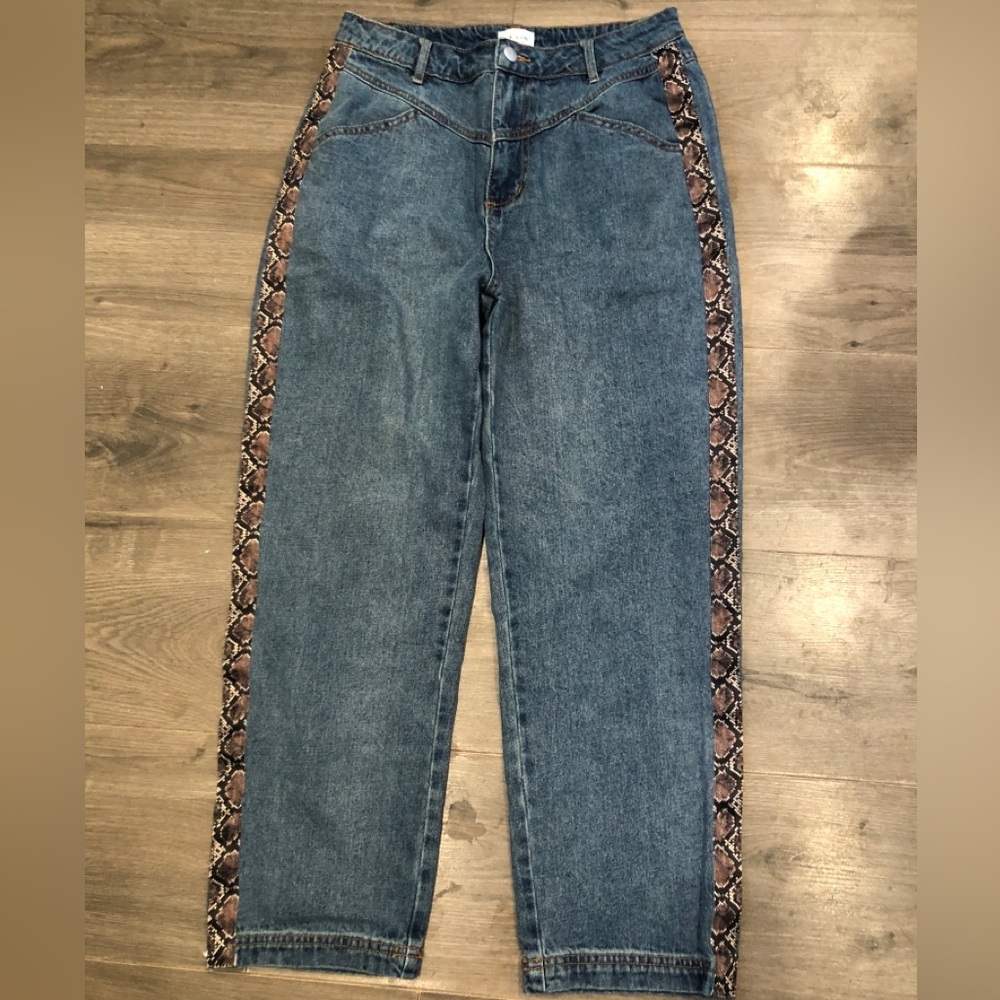 Le Lis snake print‎ stripe jeans women’s Medium retro western vibes (D20)